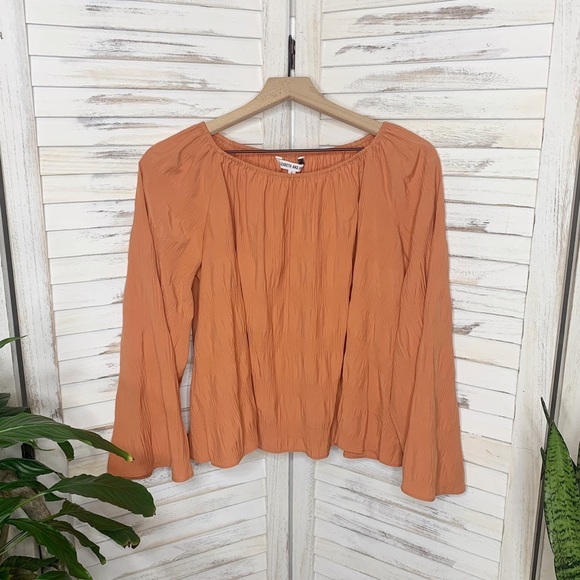 ELIZABETH AND JANMES Women's Boho Bell Sleeve Blouse Nutmeg Orange Small - Picture 11 of 11